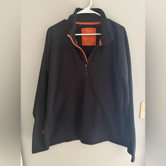 Timberland 3/4 Zip Pullover Lightweight Jacket Mens SZ 2XL Black Orange Casual - Picture 1 of 7